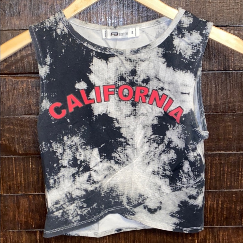 Black and white tie dye California crop top